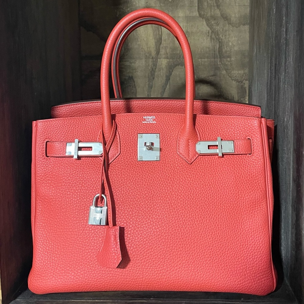 Authentic HERMES Birkin 30 Rose Jaipur Palladium Togo Leather Bag